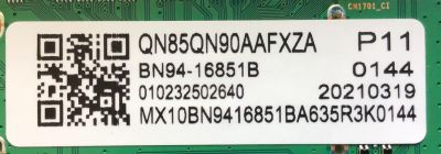 MAIN PARA SMAR TV SAMSUNG QLED 4K RESOLUCION ( 3840x2160 ) NUMERO DE PARTE BN94-16851B / BN41-02855A / BN97-18210G / PANEL CY-TA085FMAV1H / DISPLAY BN96-52429A / BN9652429A / MODELO QN85QN90AAFXZA AA01 / QN85QN90AAFXZA / QN85QN90AAF - Imagen 2